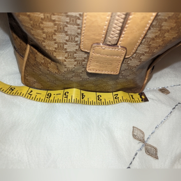 CELINE Logo Macadam Triompe Boston Bag PVC Leather Brown Gold Italy EUC COA - Picture 6 of 16